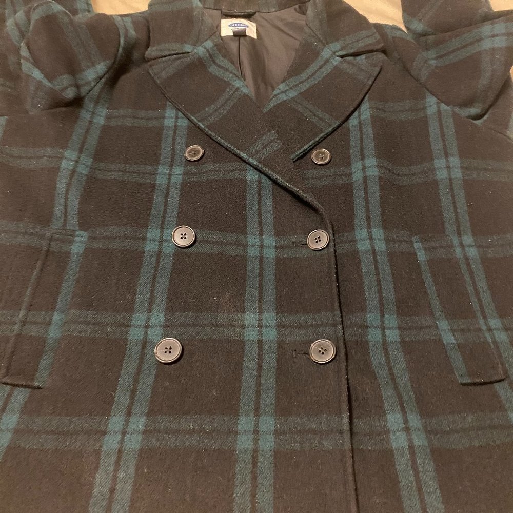 Old Navy Wool Blend Plaid P-Coat - Picture 11 of 12
